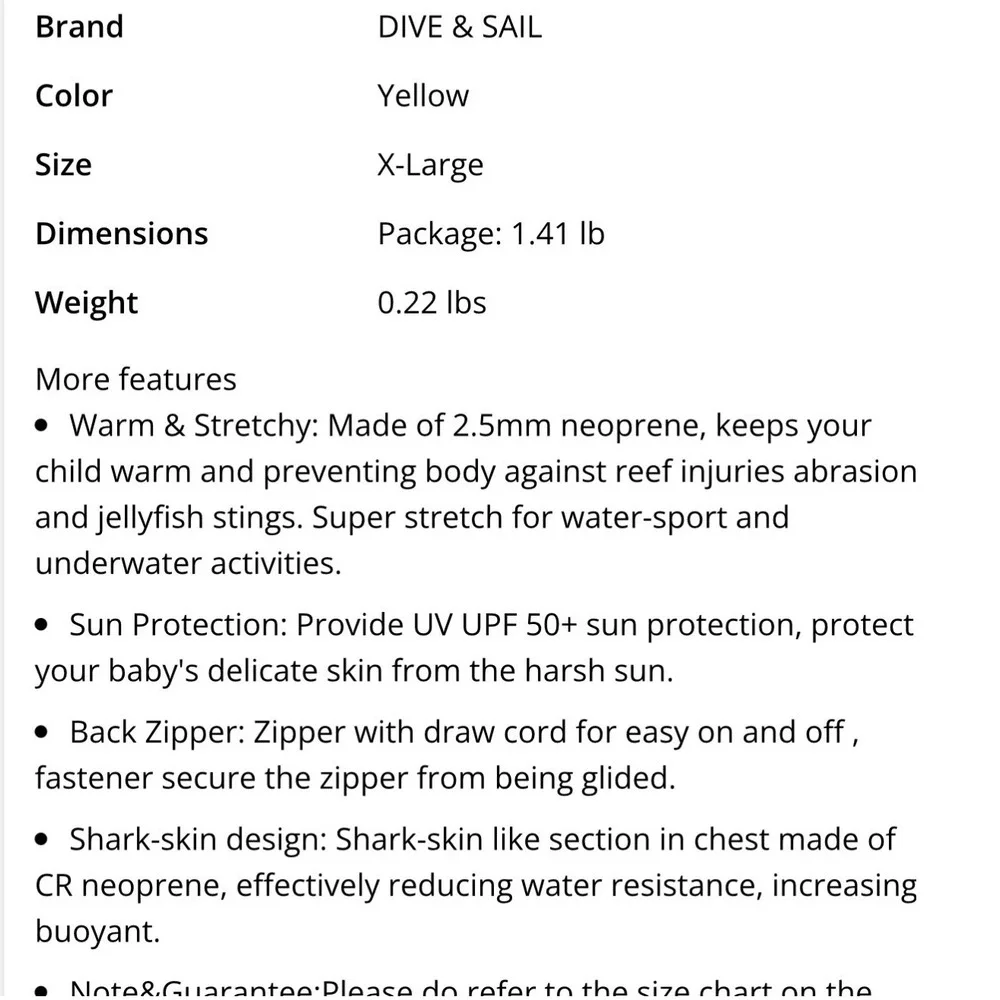 Dive & Sail Wetsuit Youth XL Yellow Excellent Full Body Neoprene 2.5mm X-Manta